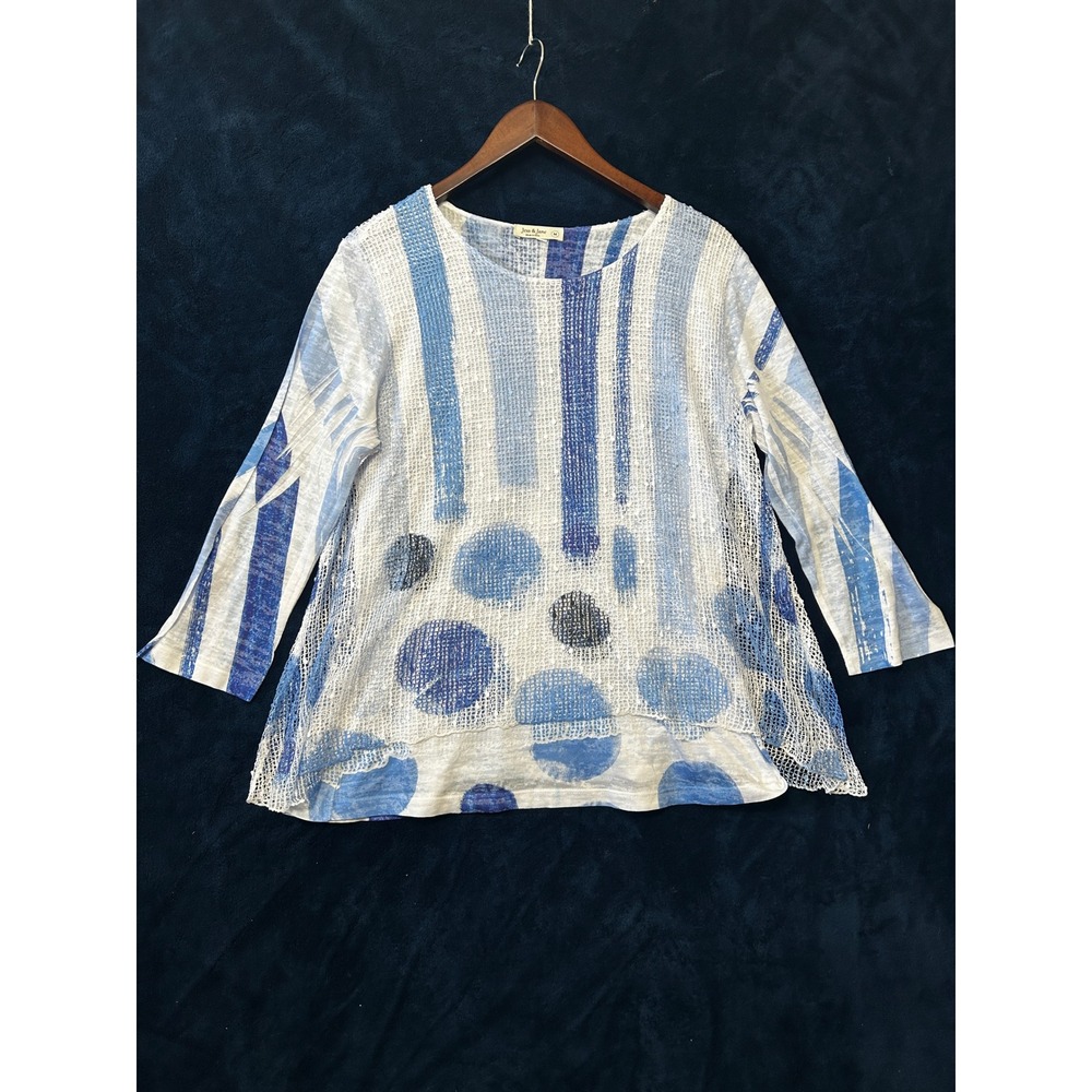 Jess & Jane Polka Dot Mesh Layered Top Size M Artsy Boho Abstract Funky Chic